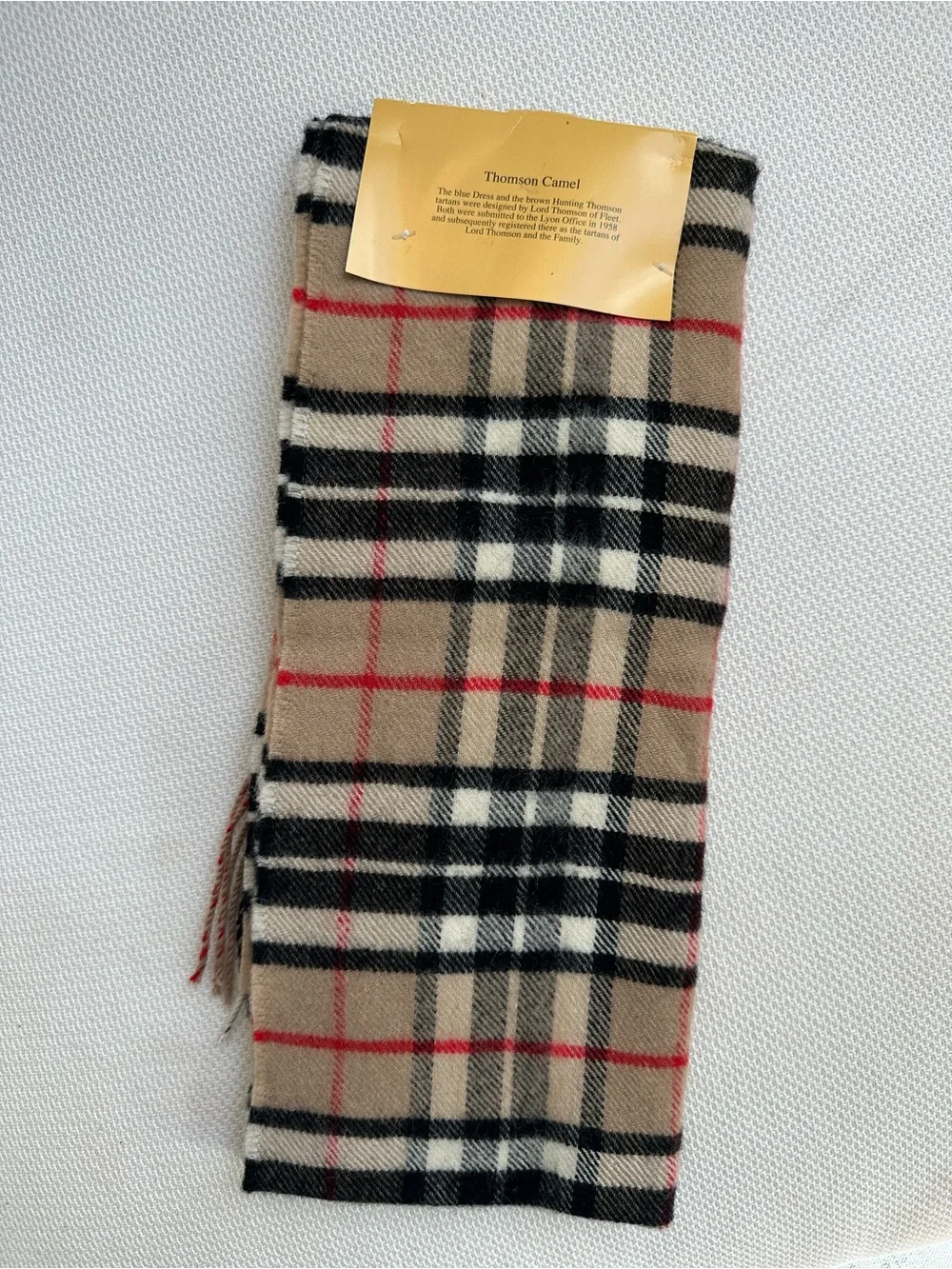 NWT 100% Lambswool Ingles Buchanan Plaid Tartan Scotland Thomson Camel Plaid Tan